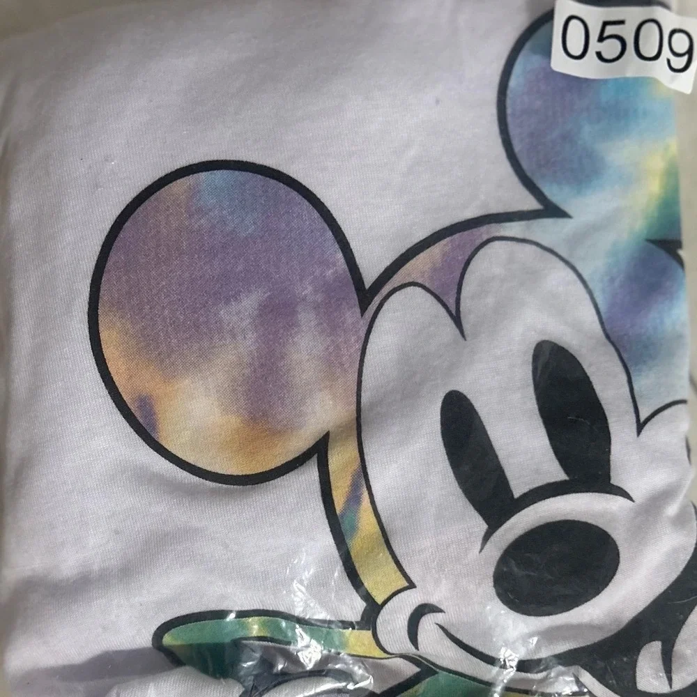 Disney Mickey Mouse Tie Dye Graphic T-Shirt White XL‎ Short Sleeve Curved Hem - Picture 5 of 5